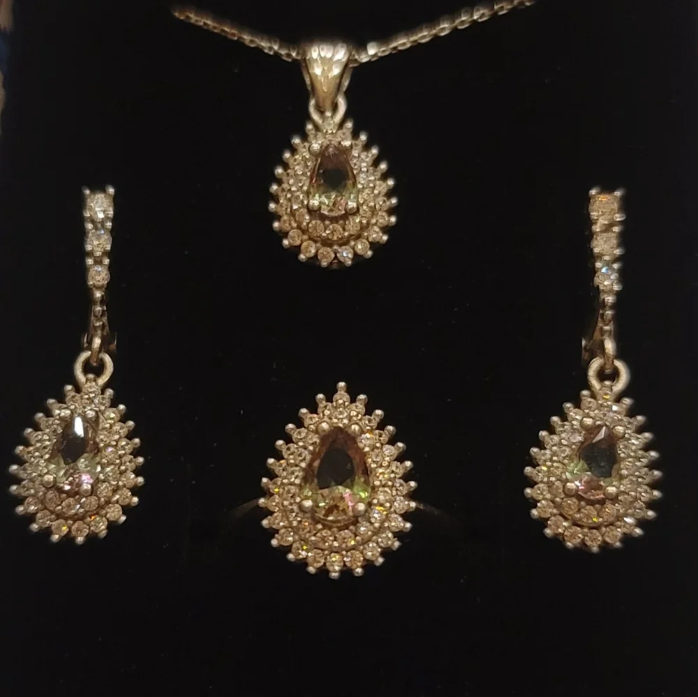 925 Sterling Silver Turkish Zultanite Wedding Jewelry Set  for Women,NEW, - Picture 3 of 11
